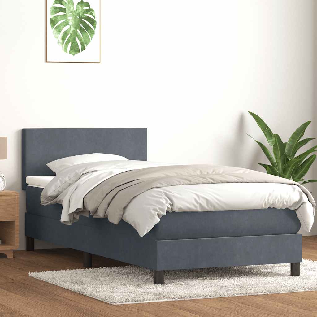 Boxspring met matras fluweel donkergrijs 80x210 cm – afbeelding 1