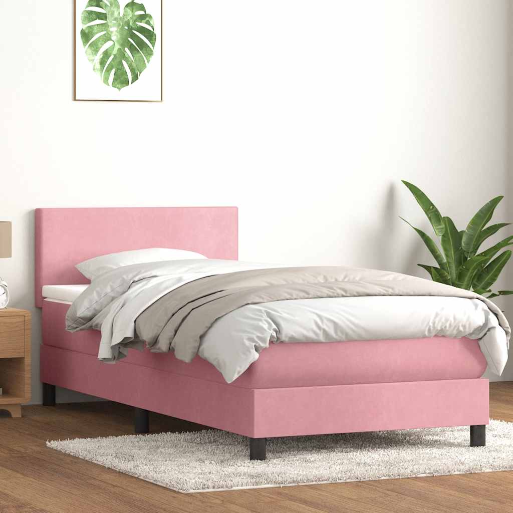 Boxspring met matras fluweel roze 90x210 cm – afbeelding 1