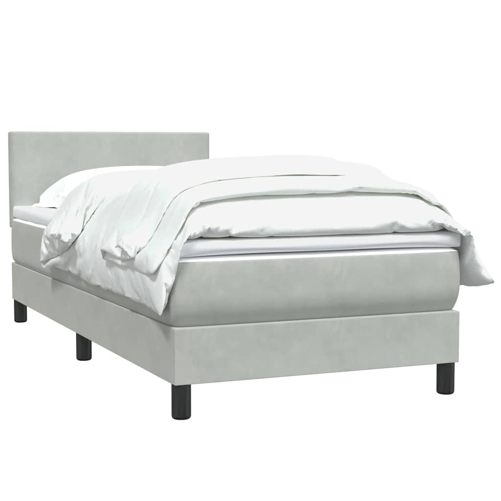 Boxspring met matras fluweel lichtgrijs 100x210 cm – afbeelding 3