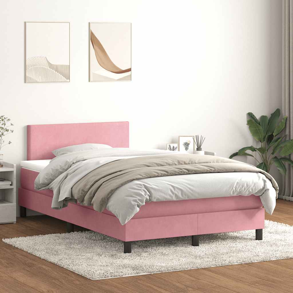 Boxspring met matras fluweel roze 120x210 cm – afbeelding 1