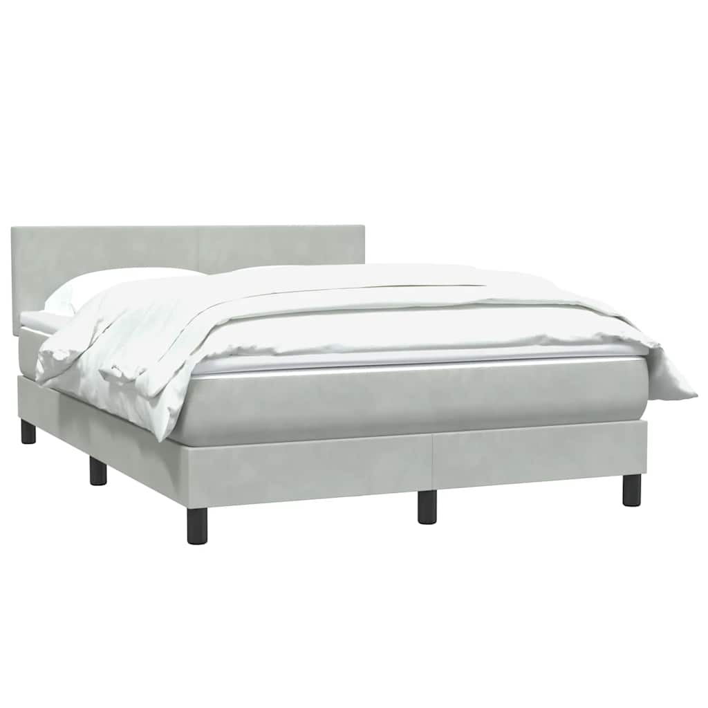 Boxspring met matras fluweel lichtgrijs 160x210 cm – afbeelding 3