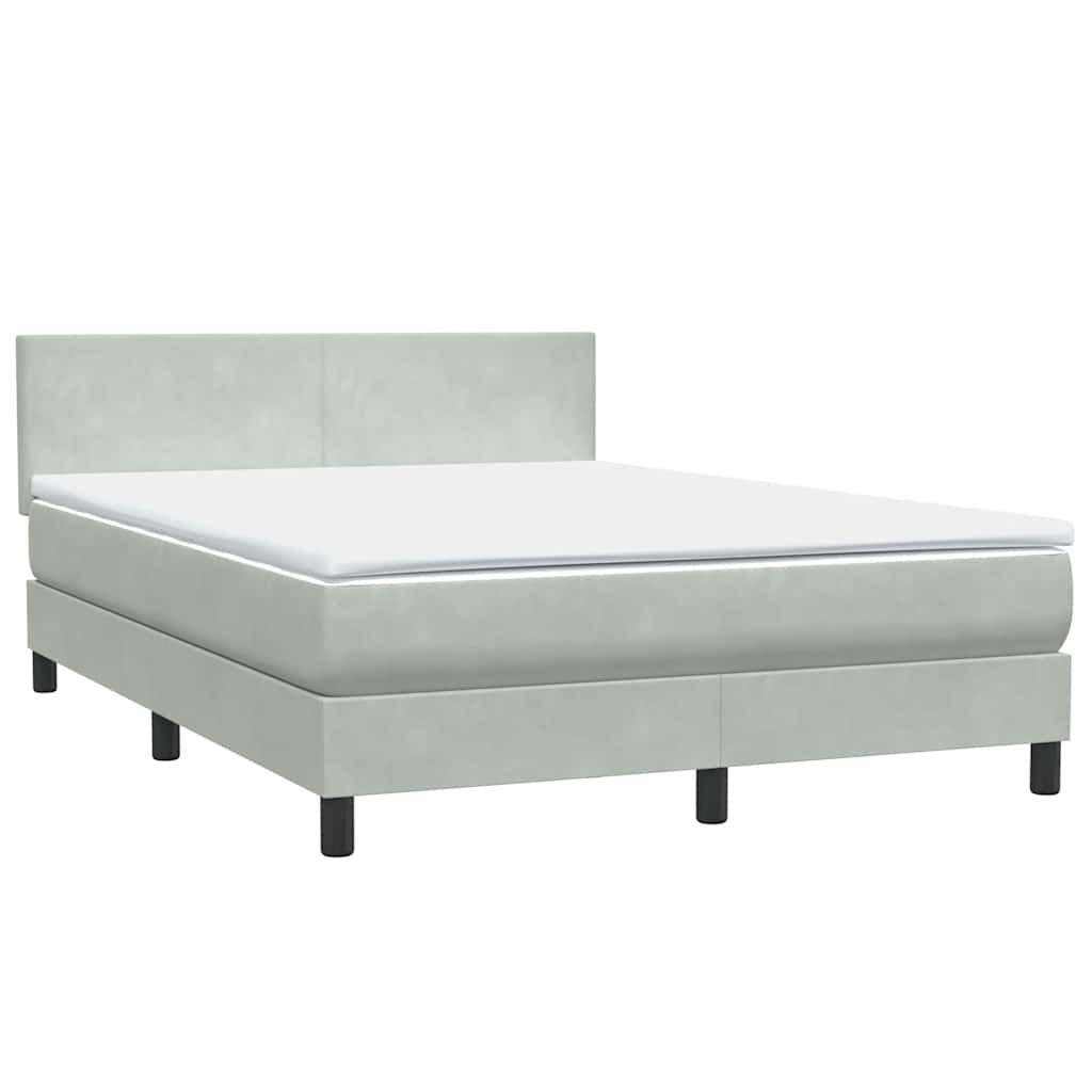Boxspring met matras fluweel lichtgrijs 160x210 cm – afbeelding 4
