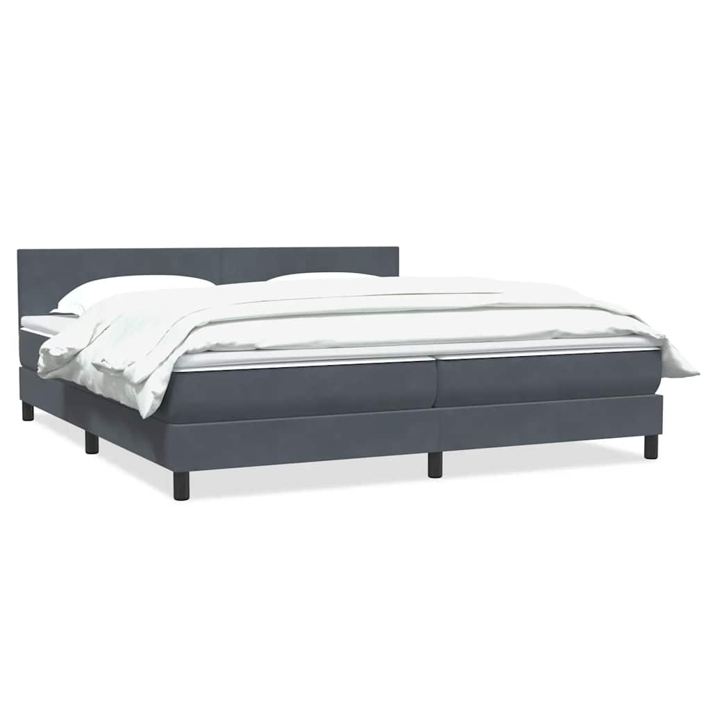 Boxspring met matras fluweel donkergrijs 180x210 cm – afbeelding 1