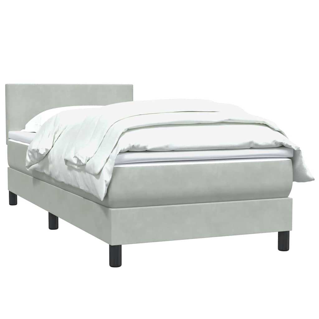 Boxspring met matras fluweel lichtgrijs 100x220 cm – afbeelding 3