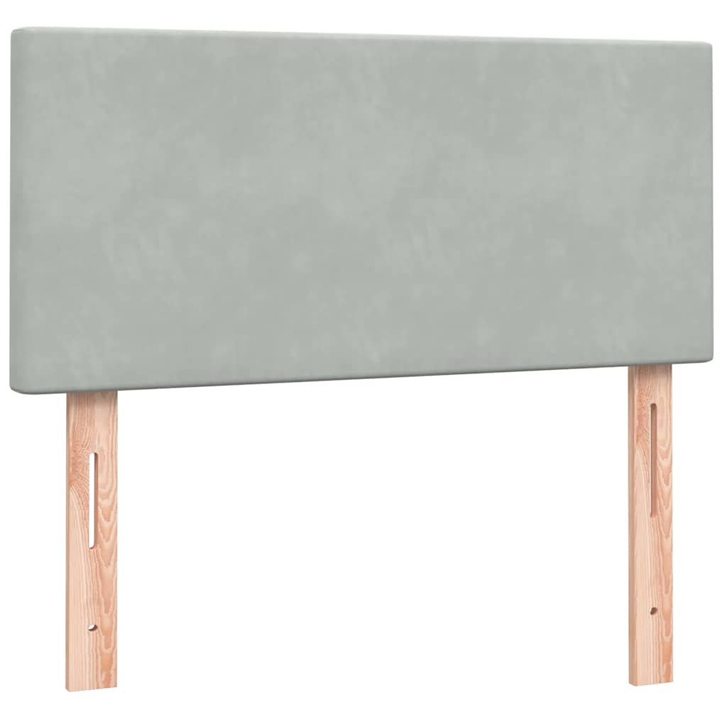 Boxspring met matras fluweel lichtgrijs 100x220 cm – afbeelding 6