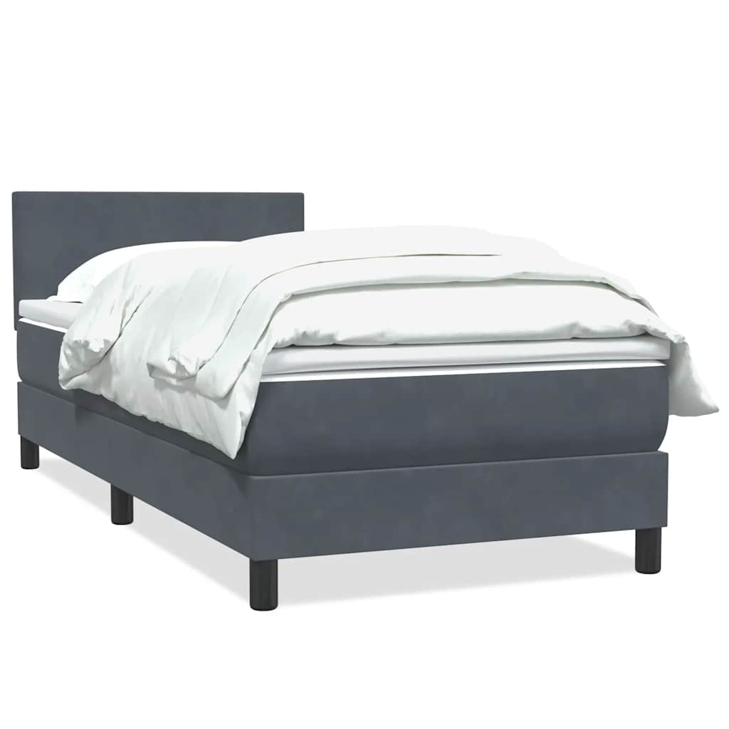 Boxspring met matras fluweel donkergrijs 100x220 cm – afbeelding 2
