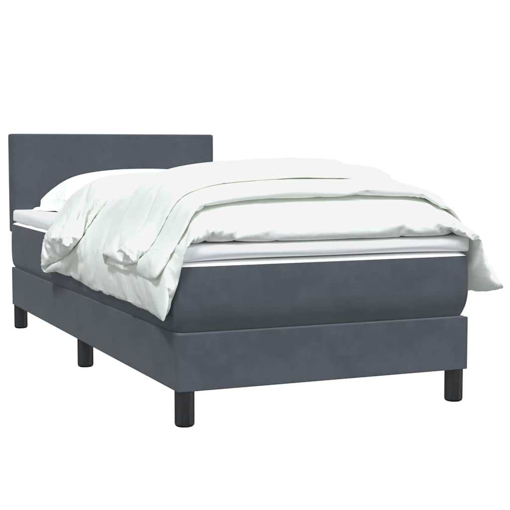 Boxspring met matras fluweel donkergrijs 100x220 cm – afbeelding 3
