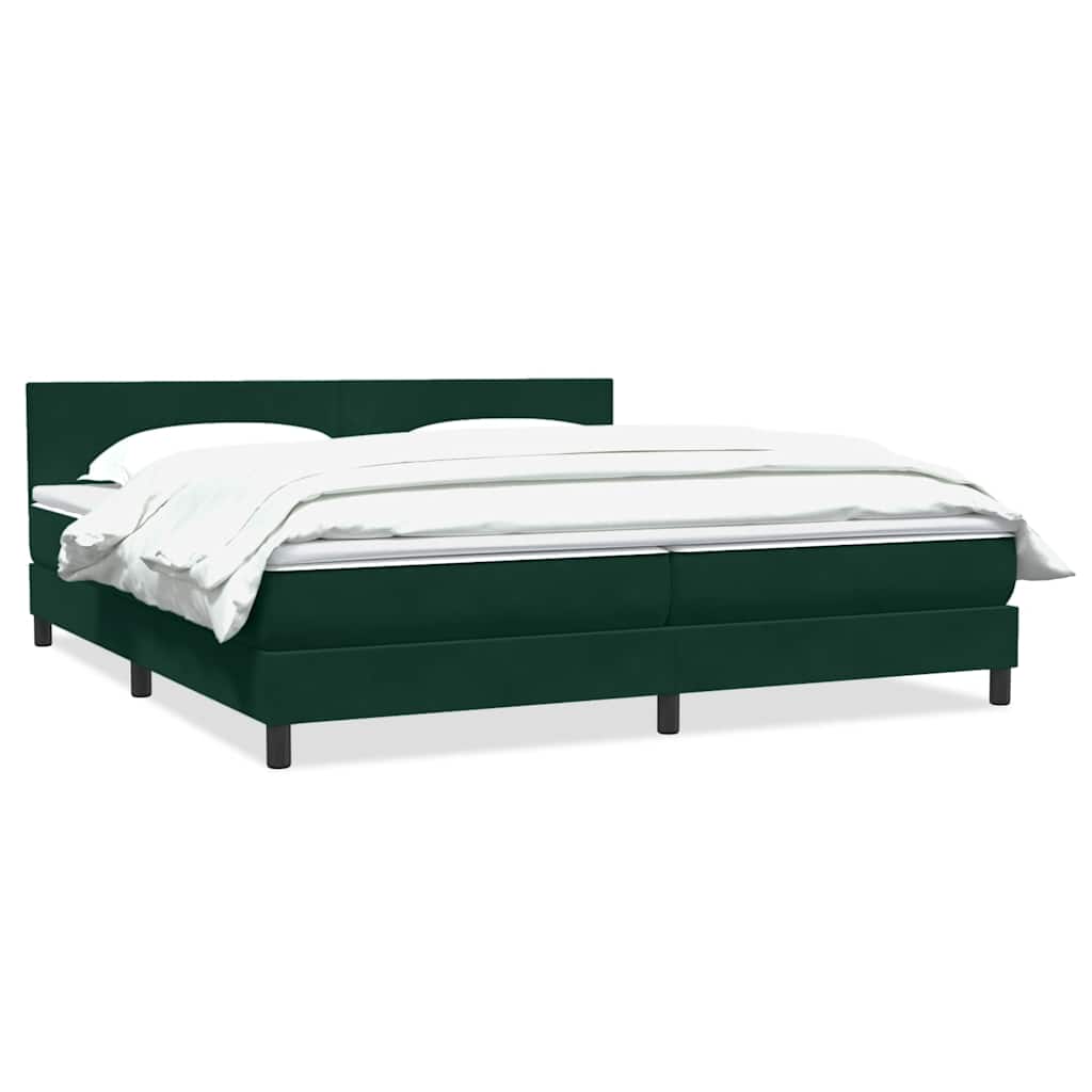 Boxspring met matras fluweel donkergroen 180x220 cm – afbeelding 1