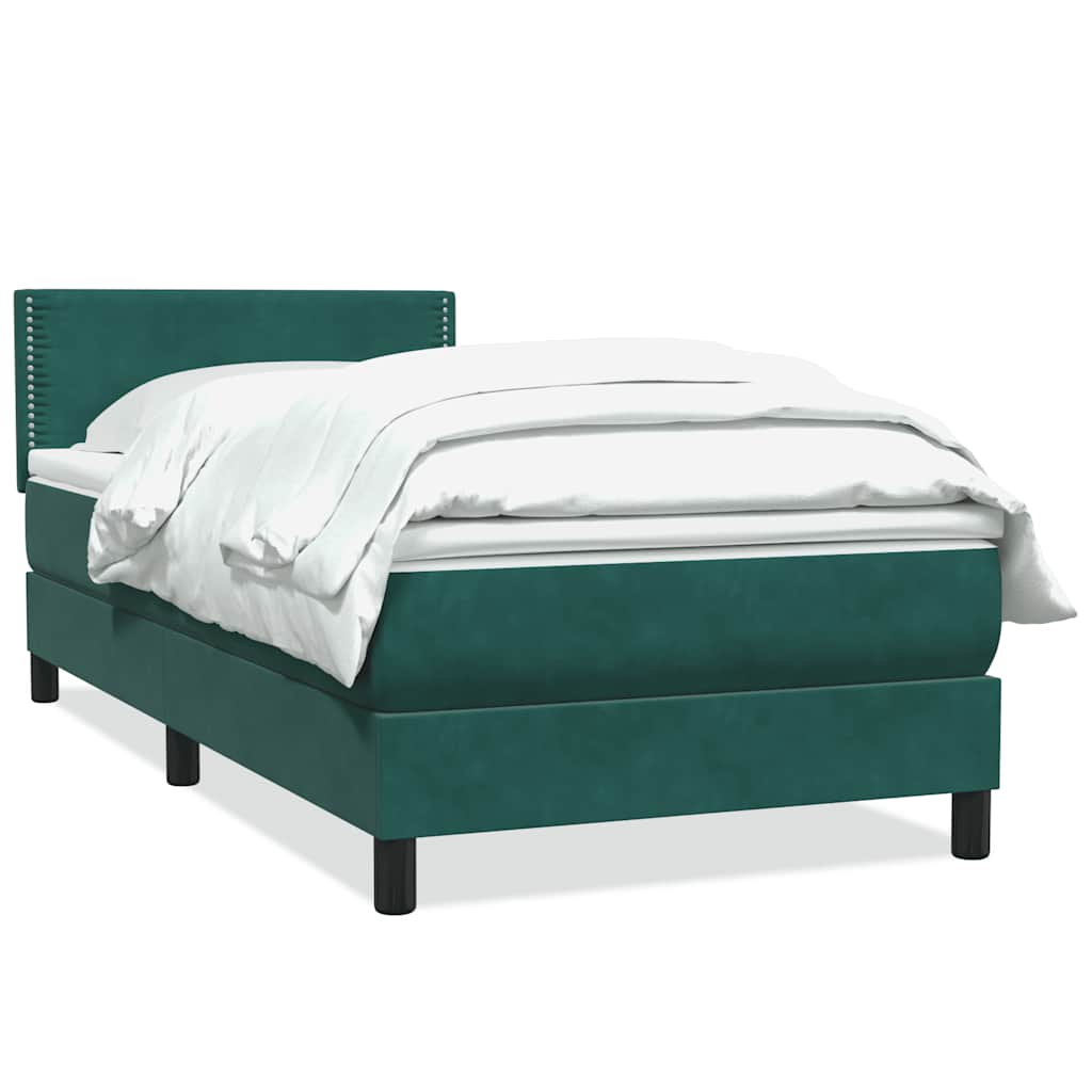 Boxspring met matras fluweel donkergroen 100x210 cm – afbeelding 2
