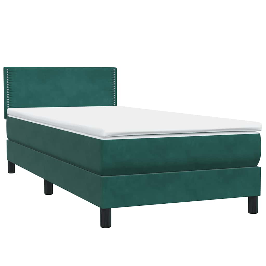 Boxspring met matras fluweel donkergroen 100x210 cm – afbeelding 4