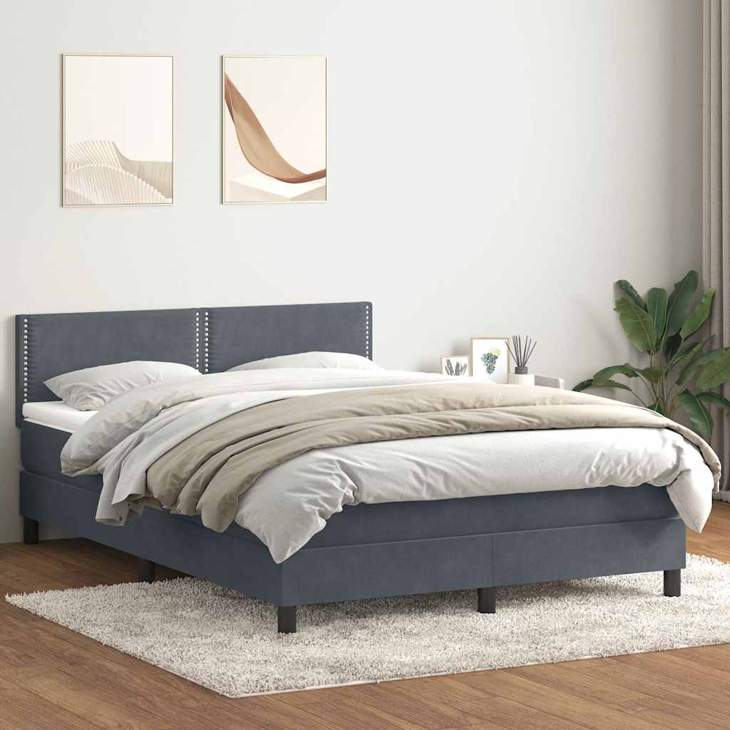 Boxspring met matras fluweel donkergrijs 140x210 cm
