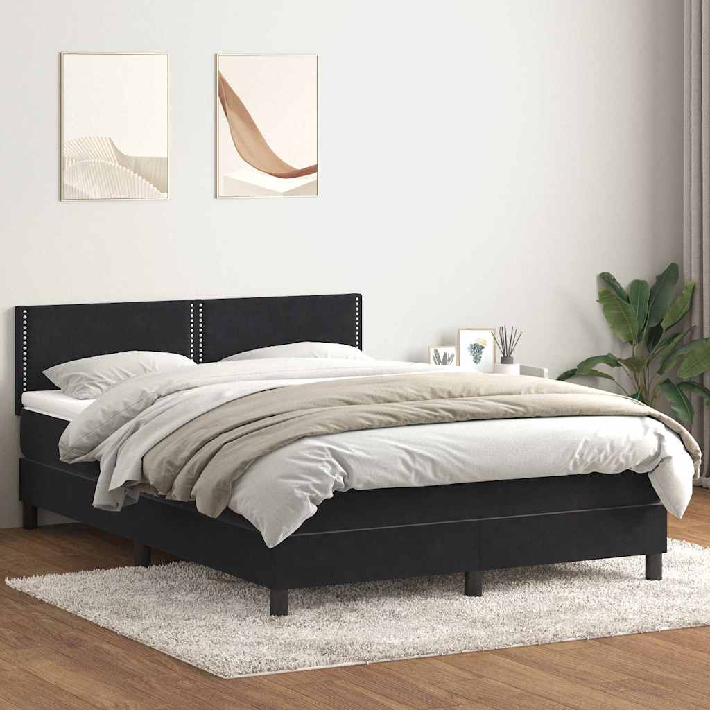Boxspring met matras fluweel zwart 160x210 cm – afbeelding 1