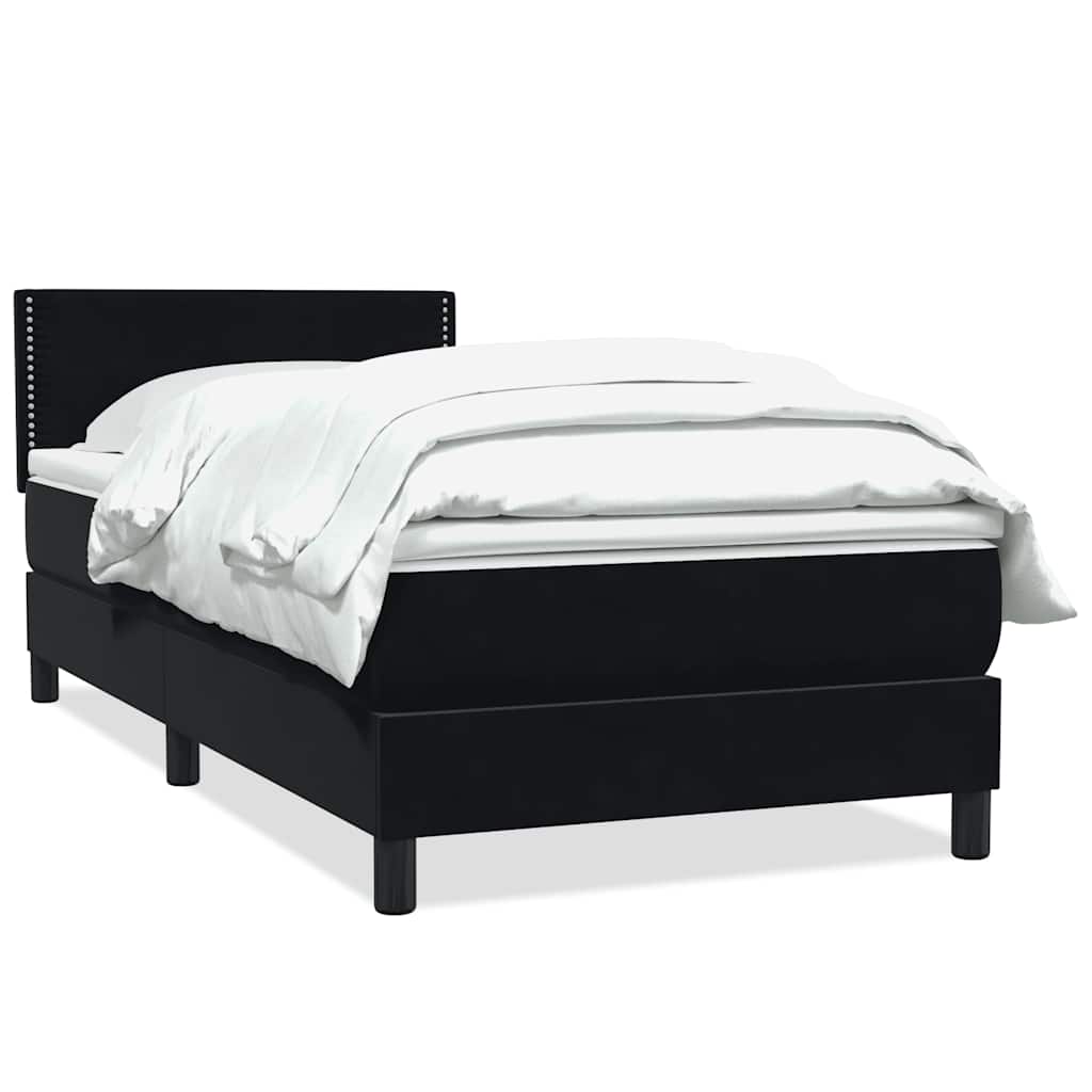 Boxspring met matras fluweel zwart 90x220 cm – afbeelding 2