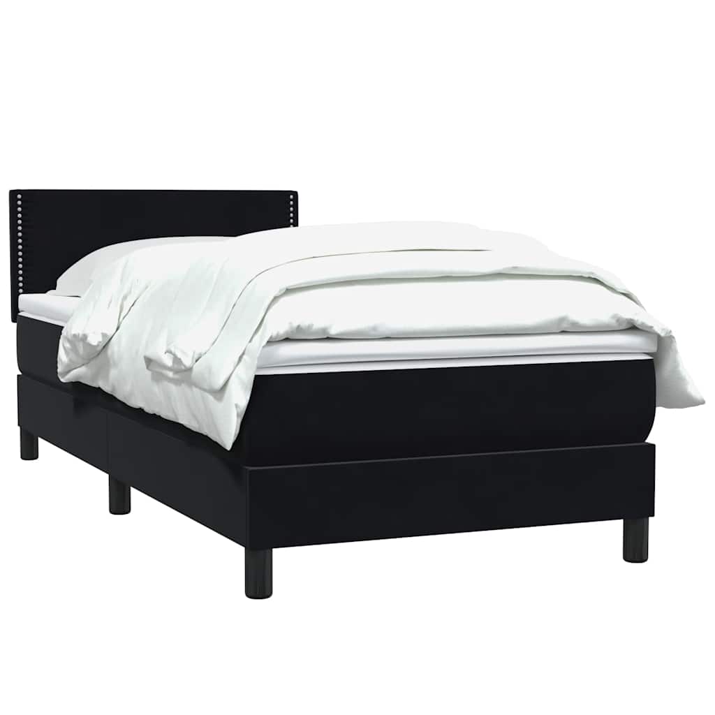 Boxspring met matras fluweel zwart 90x220 cm – afbeelding 3