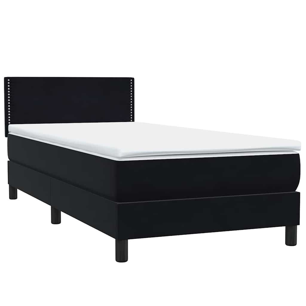 Boxspring met matras fluweel zwart 90x220 cm – afbeelding 4