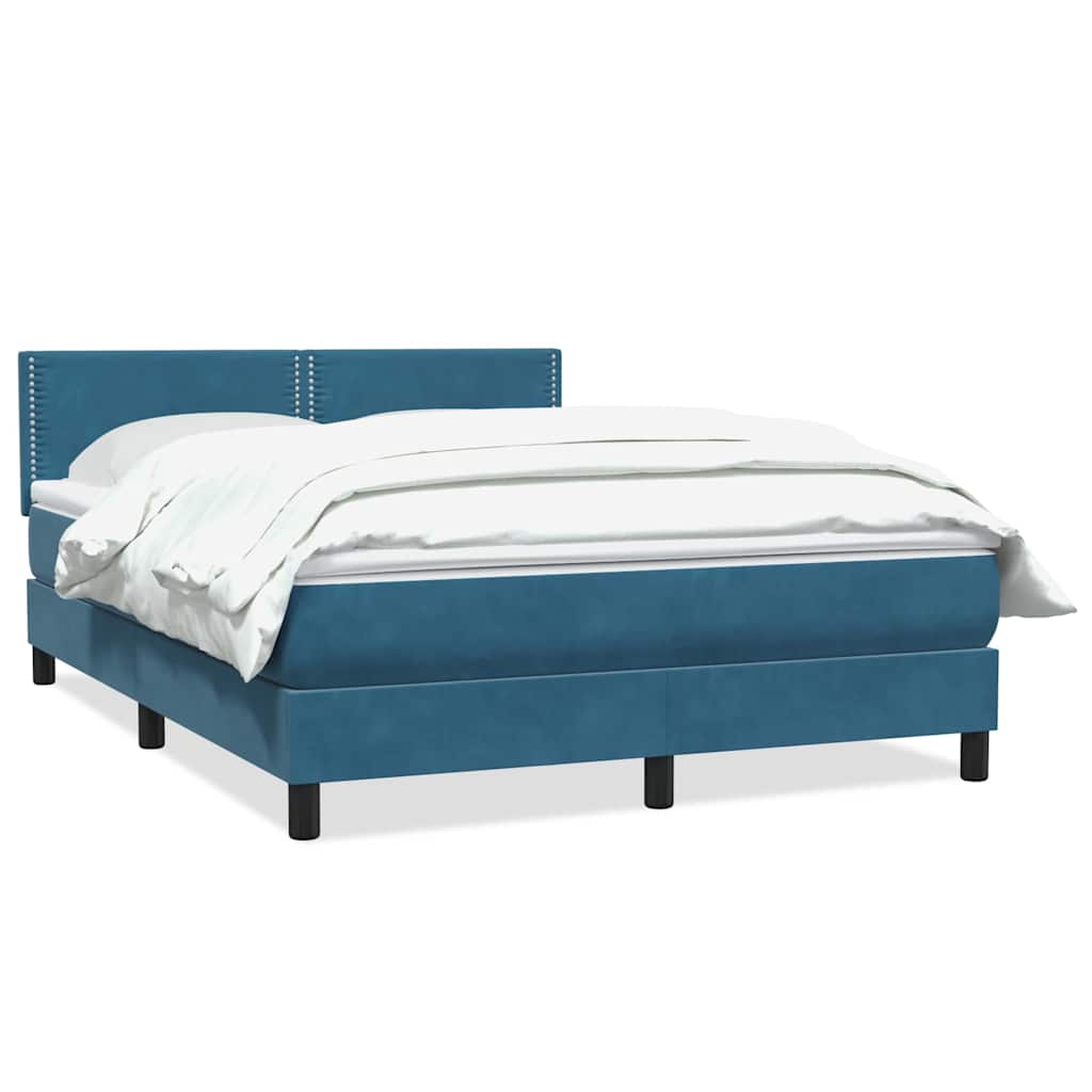 Boxspring met matras fluweel donkerblauw 160x220 cm – afbeelding 2