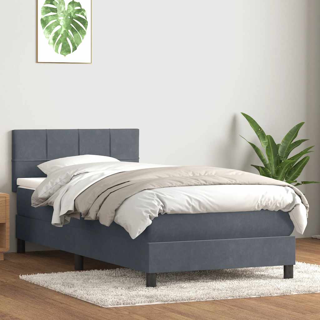 Boxspring met matras fluweel donkergrijs 80x210 cm – afbeelding 1