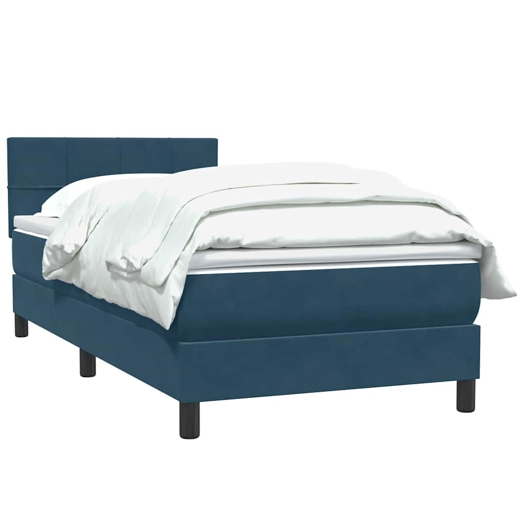 Boxspring met matras fluweel donkerblauw 80x210 cm – afbeelding 3