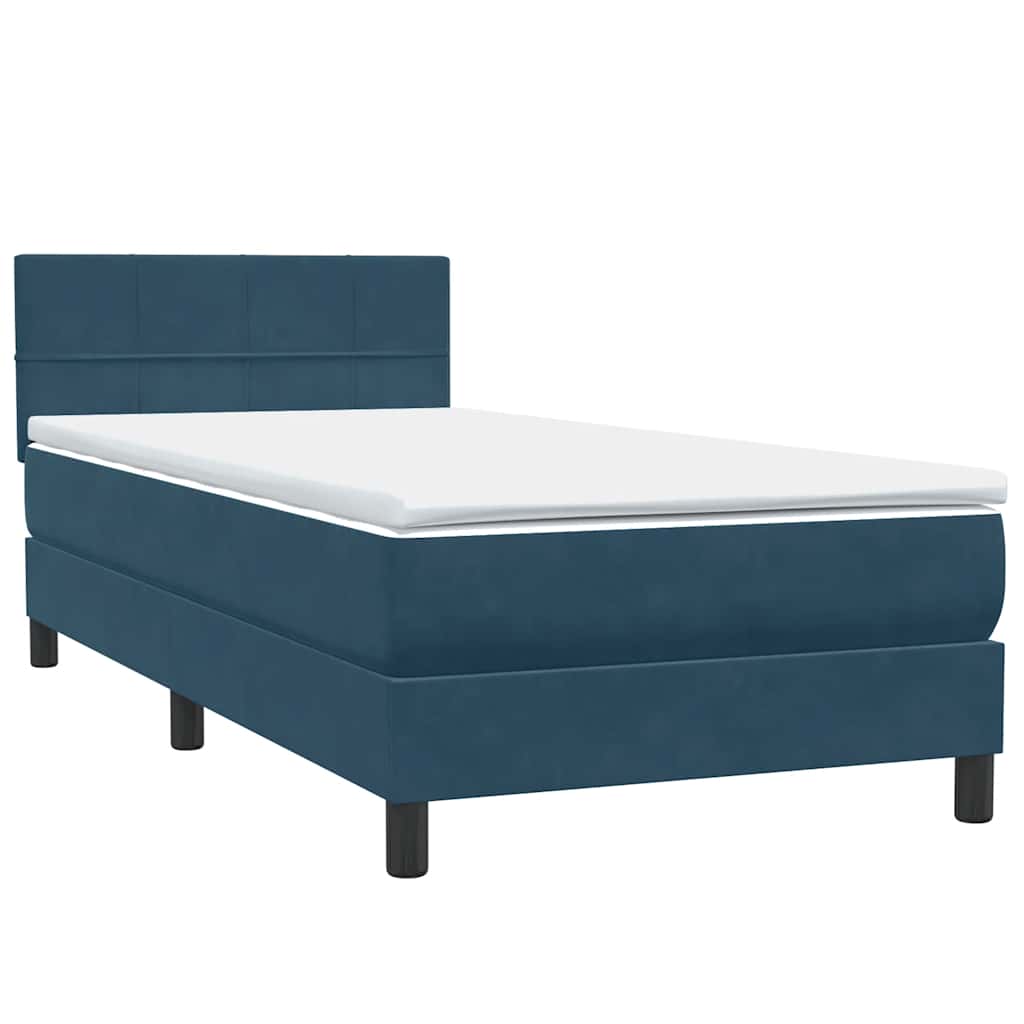 Boxspring met matras fluweel donkerblauw 80x210 cm – afbeelding 4