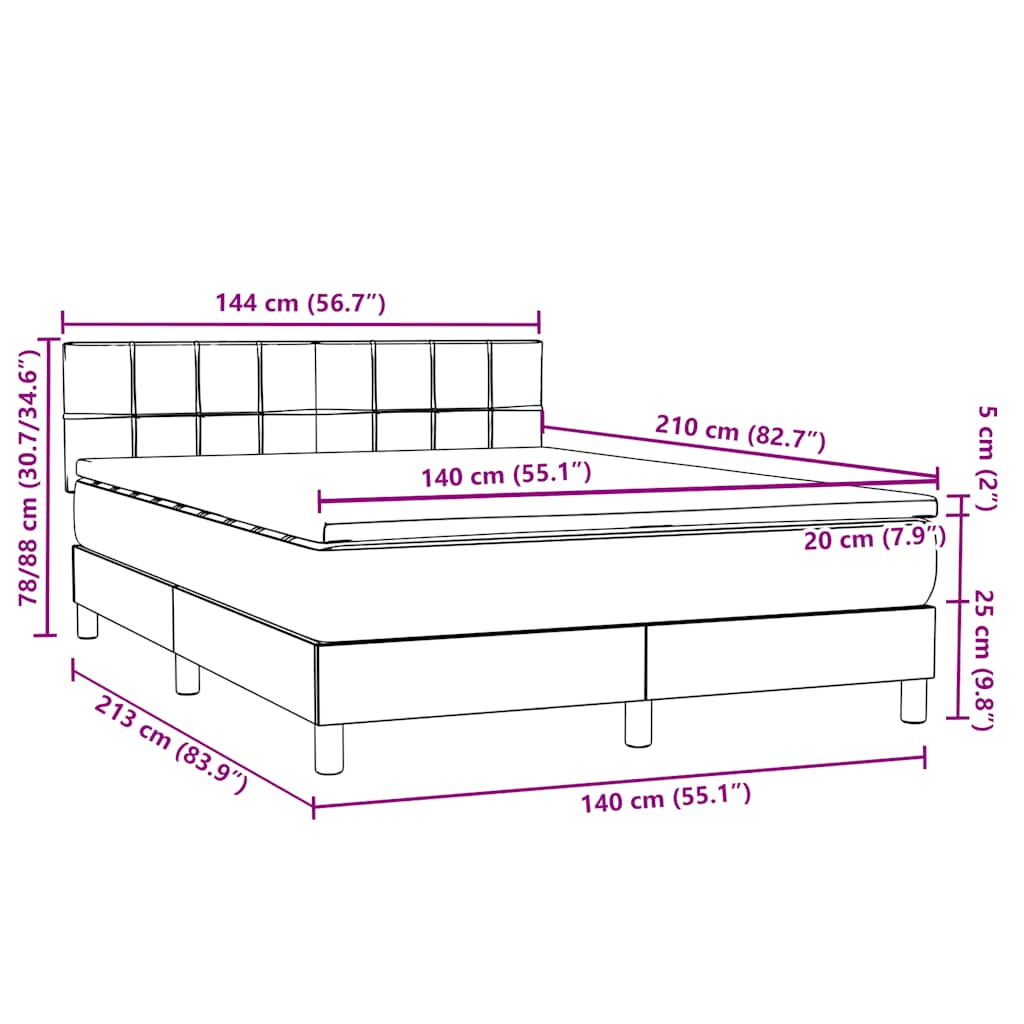 Boxspring met matras fluweel donkergrijs 140x210 cm – afbeelding 12