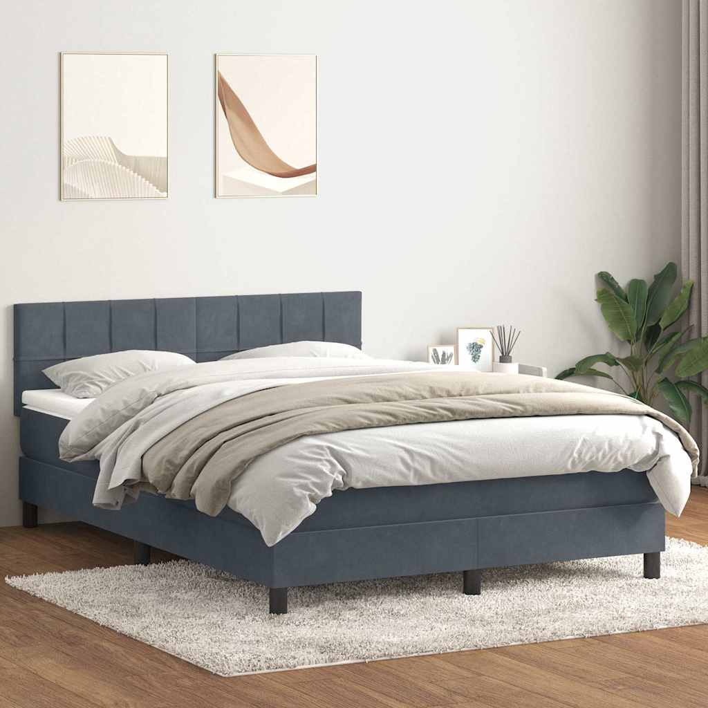 Boxspring met matras fluweel donkergrijs 160x210 cm – afbeelding 1