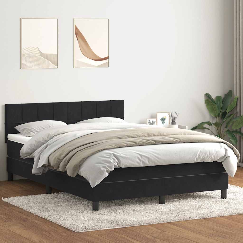 Boxspring met matras fluweel zwart 160x210 cm – afbeelding 1