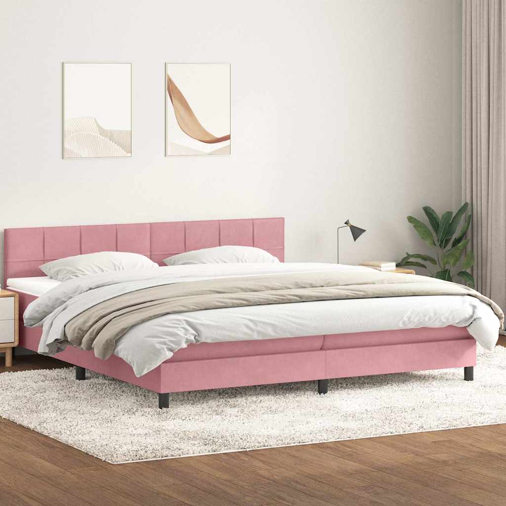 Boxspring met matras fluweel roze 180x210 cm – afbeelding 1