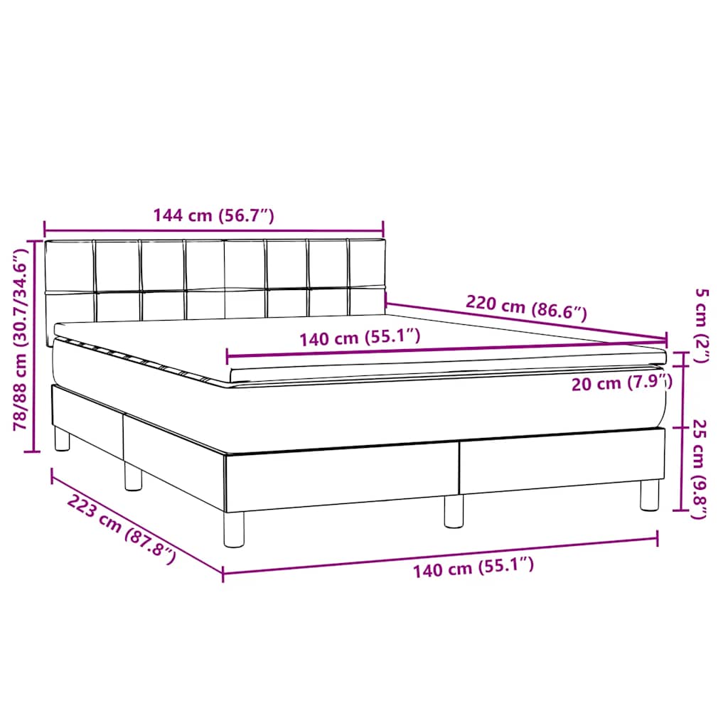 Boxspring met matras fluweel roze 140x220 cm – afbeelding 12