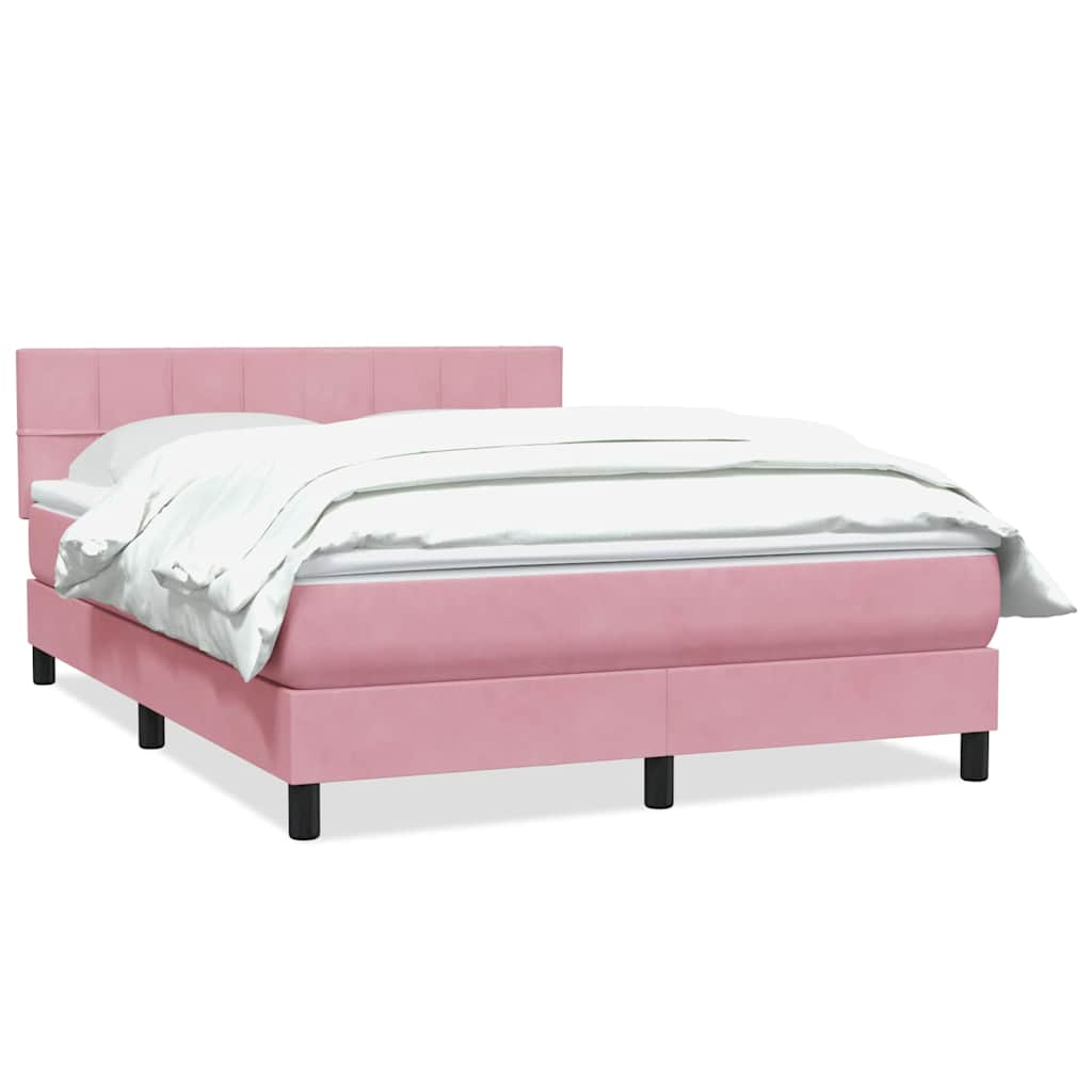 Boxspring met matras fluweel roze 140x220 cm – afbeelding 2
