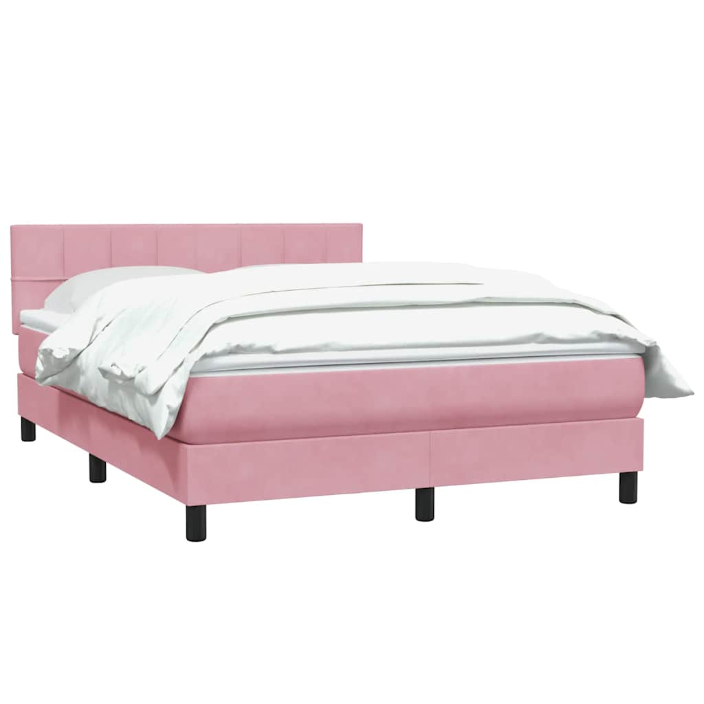 Boxspring met matras fluweel roze 140x220 cm – afbeelding 3
