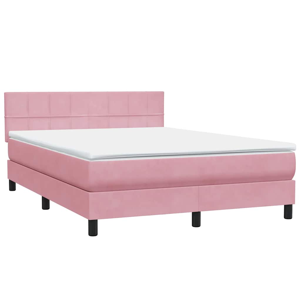 Boxspring met matras fluweel roze 140x220 cm – afbeelding 4