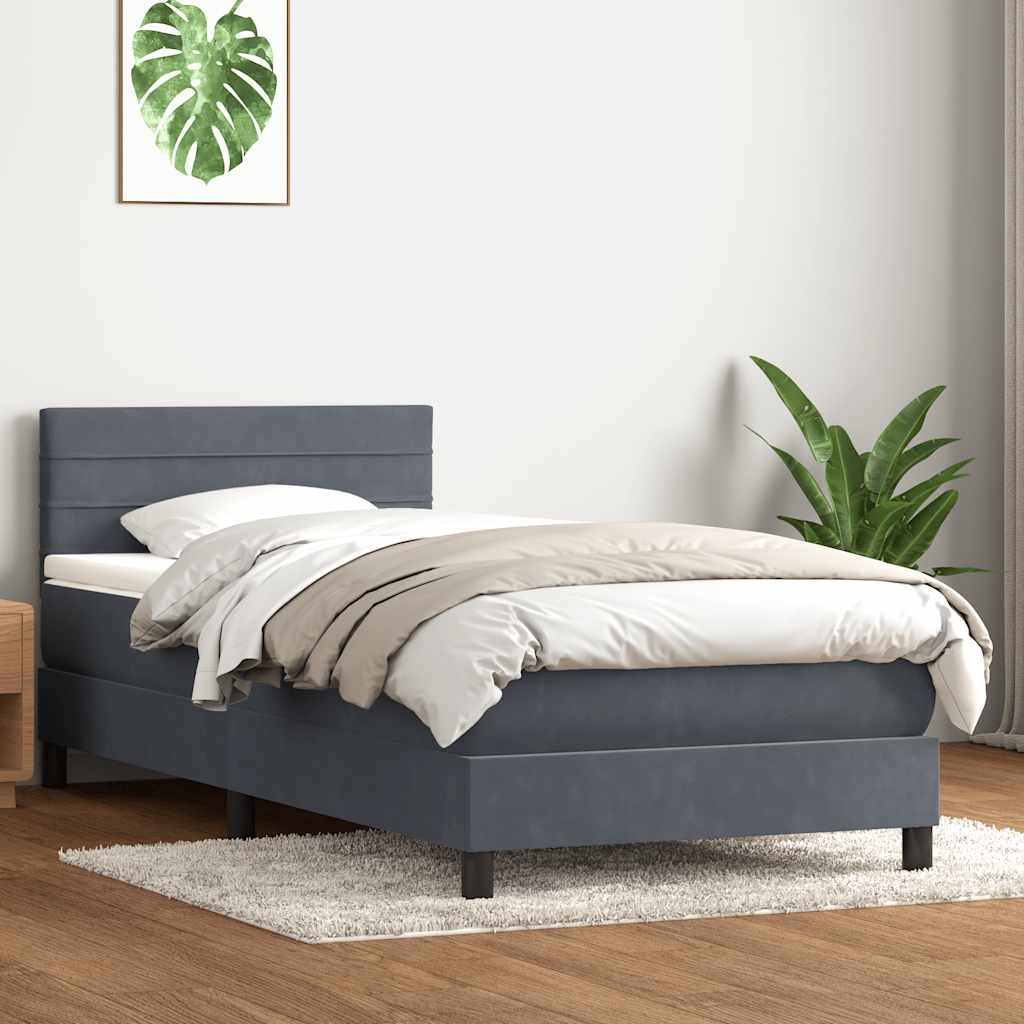 Boxspring met matras fluweel donkergrijs 80x210 cm – afbeelding 1