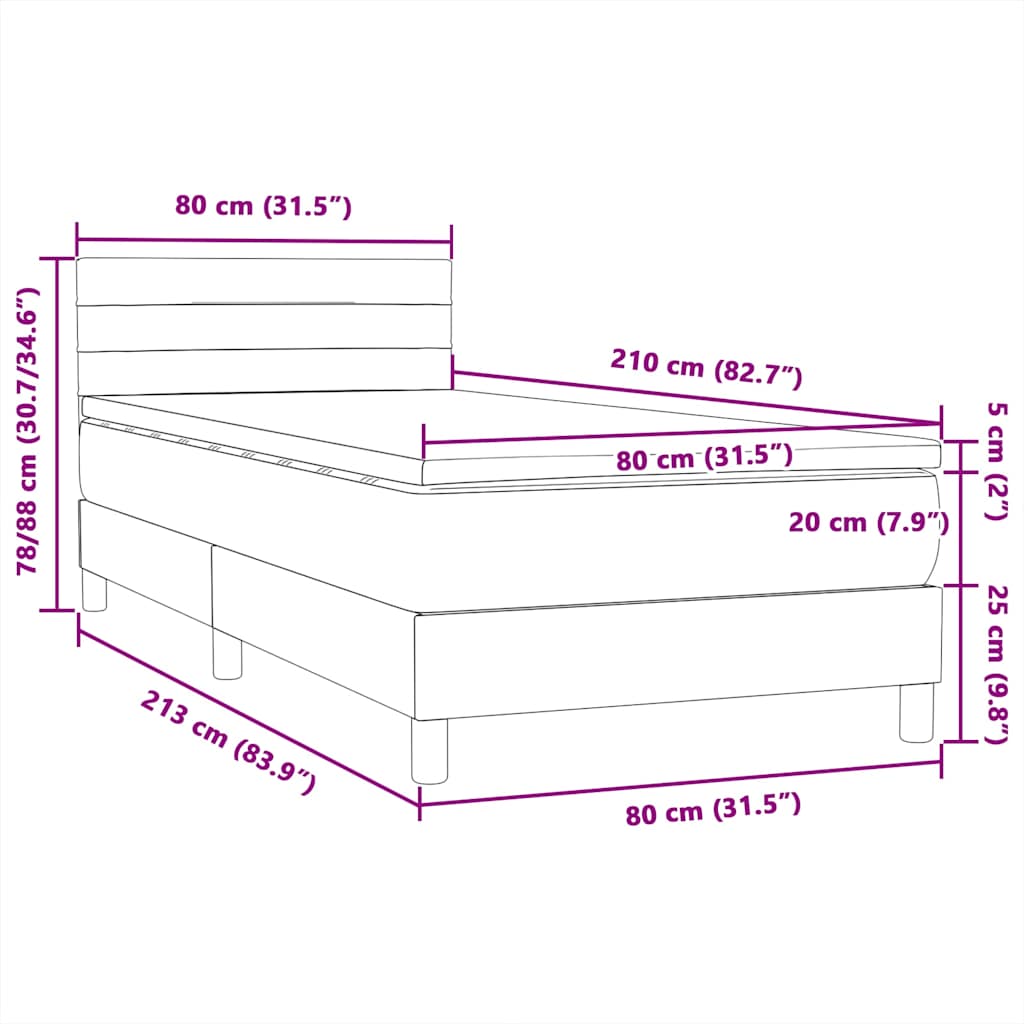 Boxspring met matras fluweel donkerblauw 80x210 cm – afbeelding 12