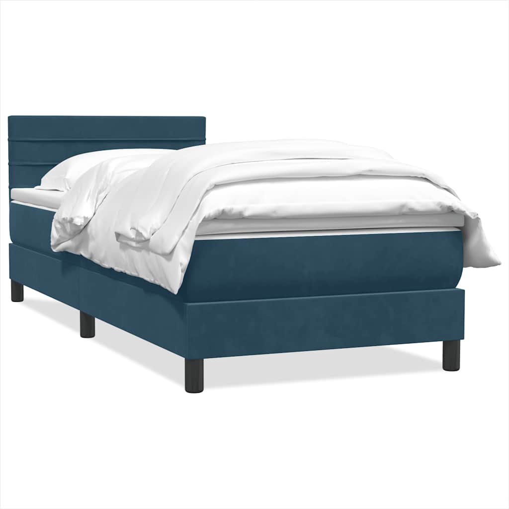 Boxspring met matras fluweel donkerblauw 80x210 cm – afbeelding 2