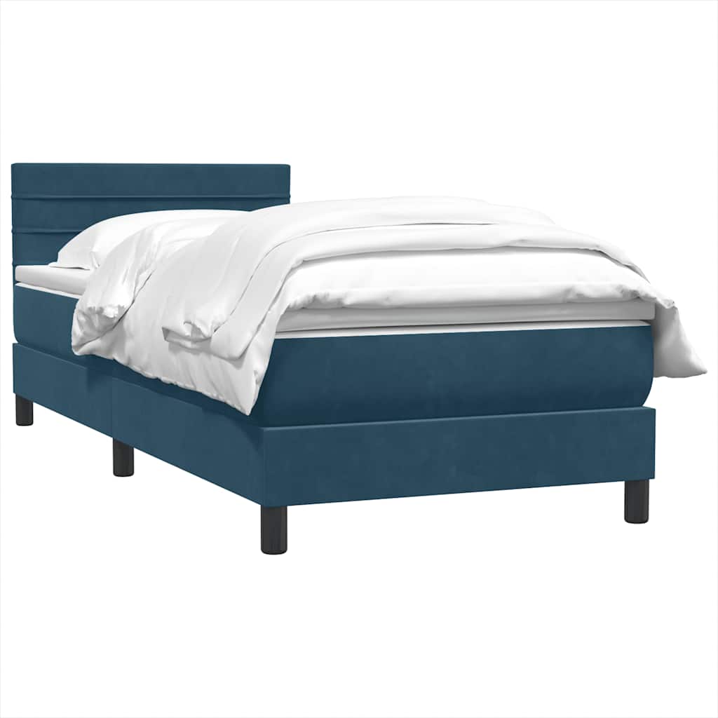 Boxspring met matras fluweel donkerblauw 80x210 cm – afbeelding 3