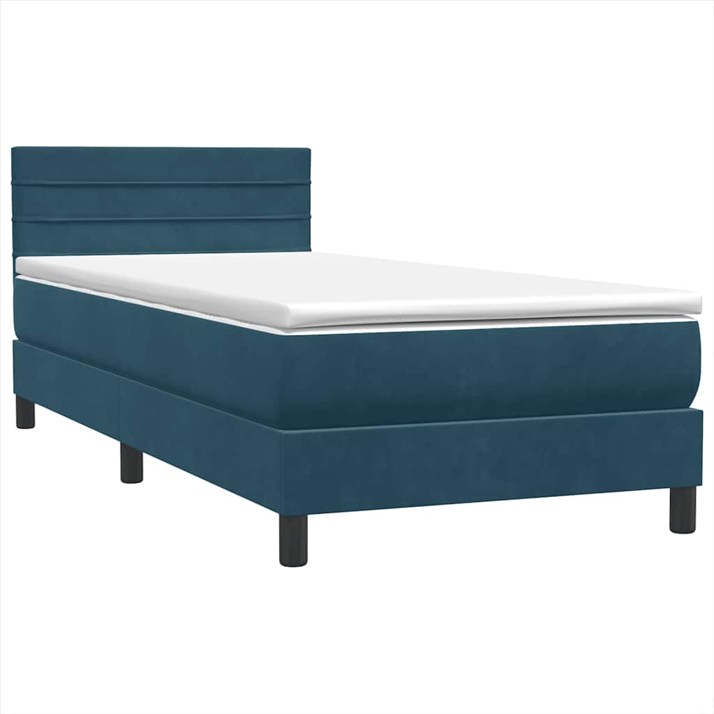 Boxspring met matras fluweel donkerblauw 80x210 cm – afbeelding 4