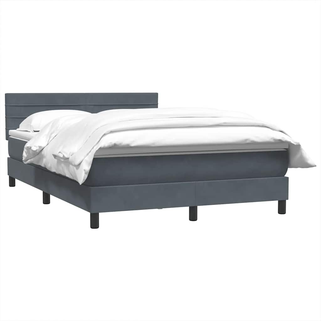 Boxspring met matras fluweel donkergrijs 140x210 cm – afbeelding 3