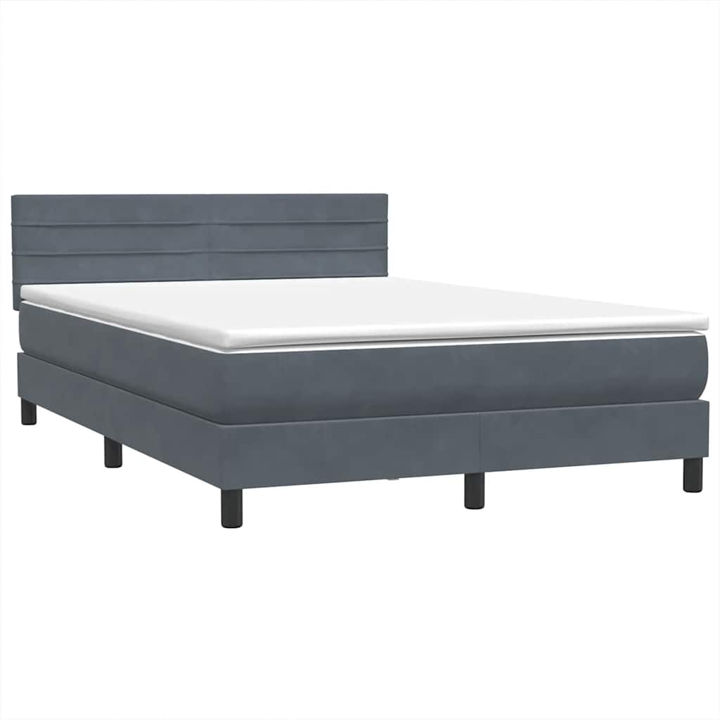Boxspring met matras fluweel donkergrijs 140x210 cm – afbeelding 4