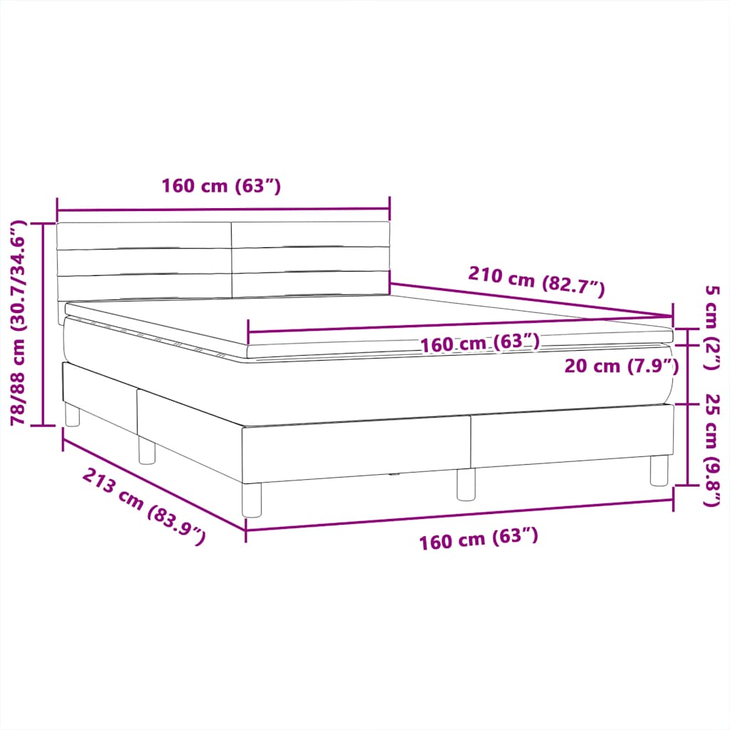 Boxspring met matras fluweel zwart 160x210 cm – afbeelding 12