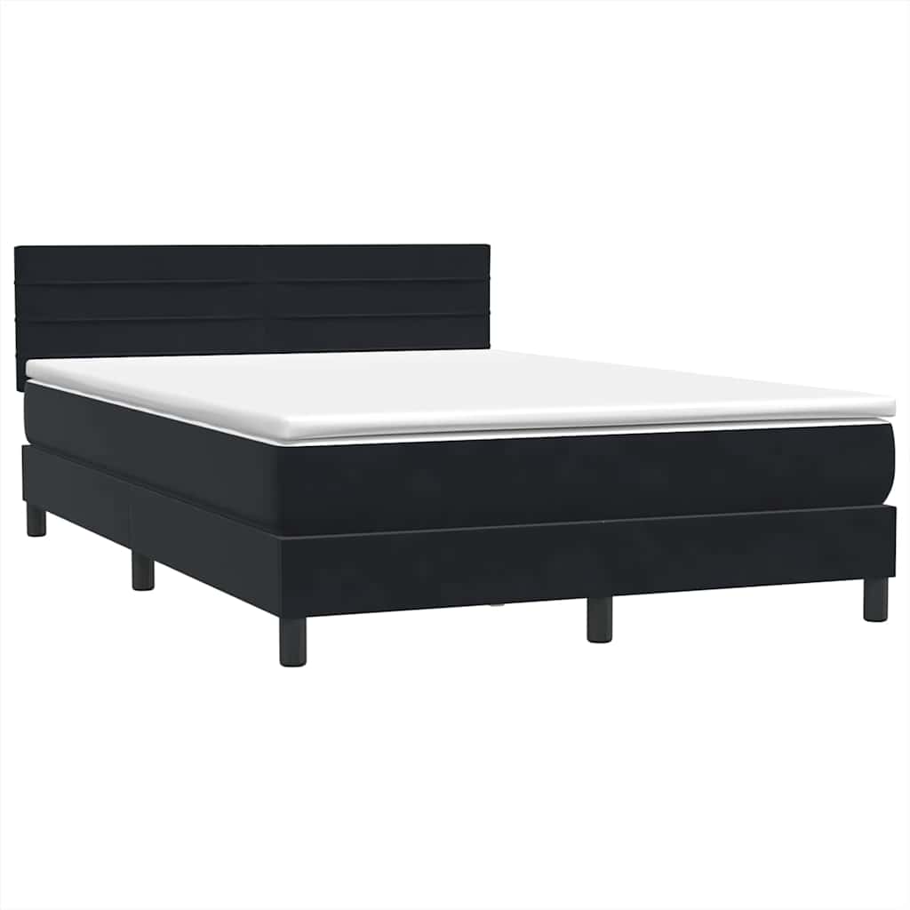 Boxspring met matras fluweel zwart 160x210 cm – afbeelding 4