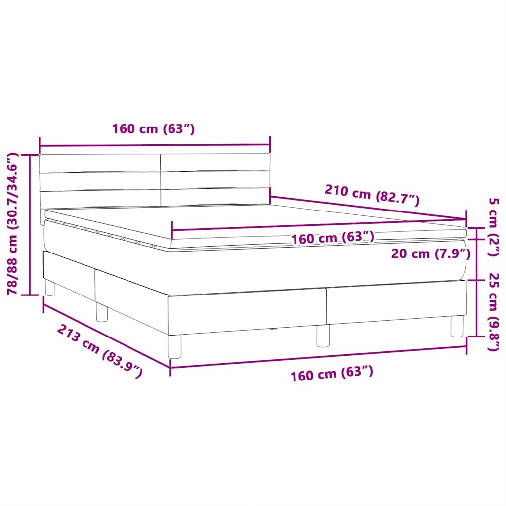 Boxspring met matras fluweel donkerblauw 160x210 cm – afbeelding 12