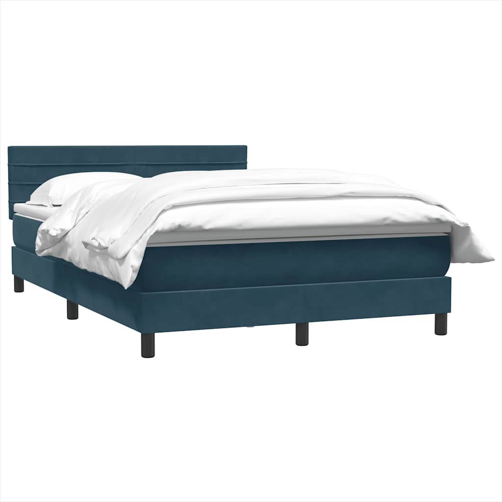 Boxspring met matras fluweel donkerblauw 160x210 cm – afbeelding 3