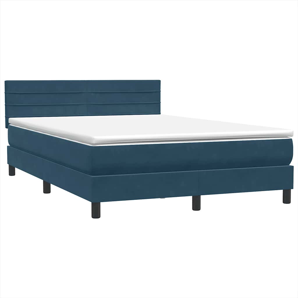 Boxspring met matras fluweel donkerblauw 160x210 cm – afbeelding 4