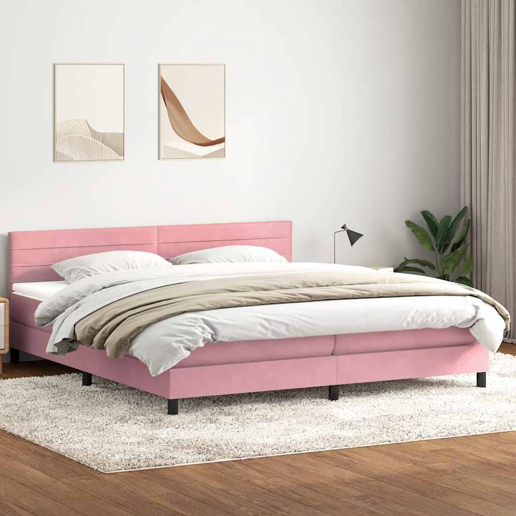 Boxspring met matras fluweel roze 180x210 cm – afbeelding 1