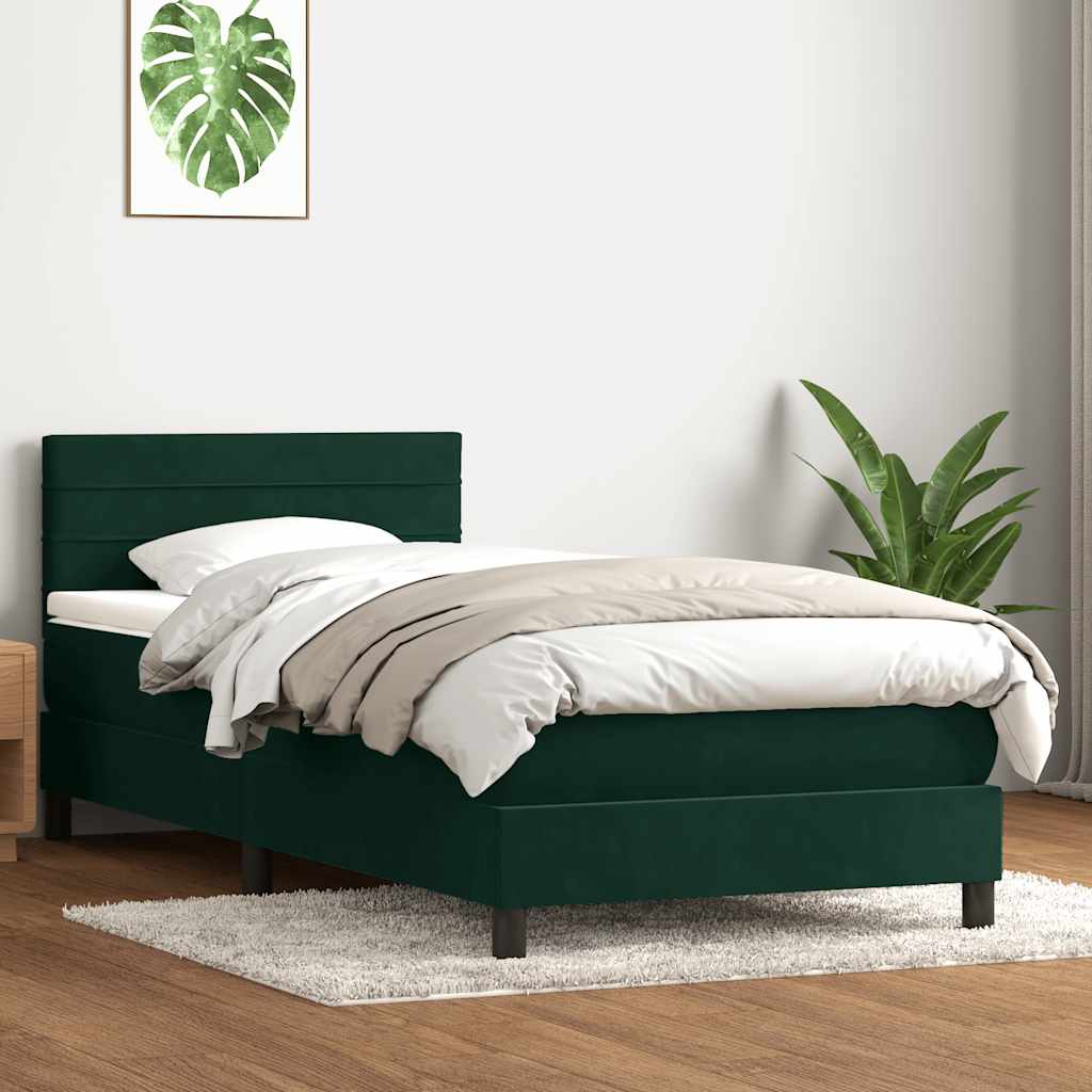 Boxspring met matras fluweel donkergroen 80x220 cm