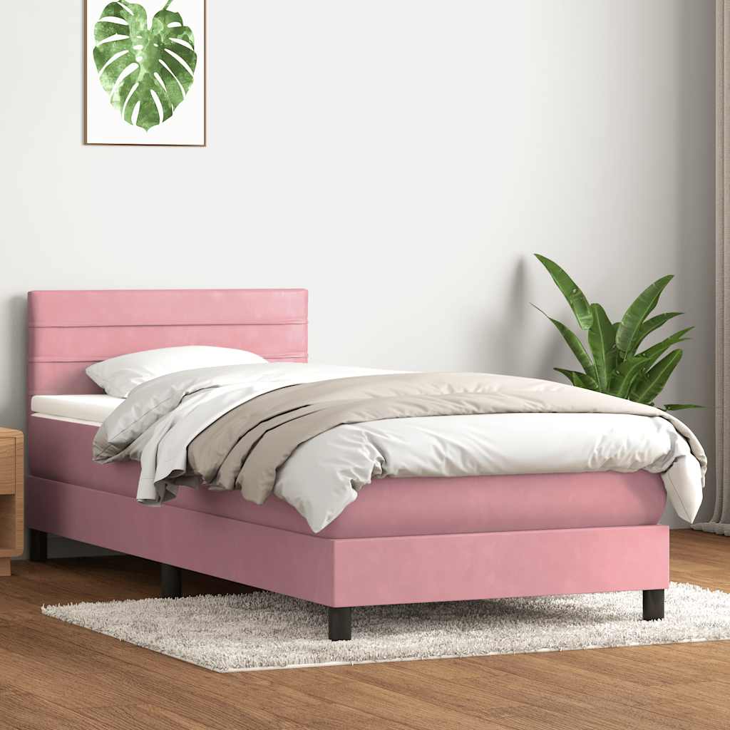 Boxspring met matras fluweel roze 80x220 cm – afbeelding 1