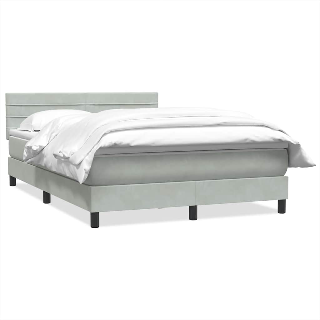 Boxspring met matras fluweel lichtgrijs 140x220 cm – afbeelding 2