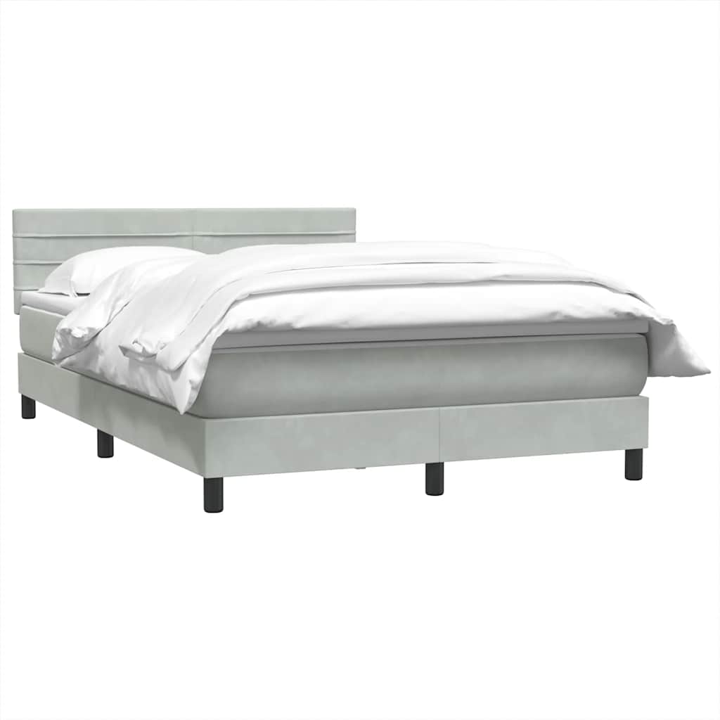 Boxspring met matras fluweel lichtgrijs 140x220 cm – afbeelding 3