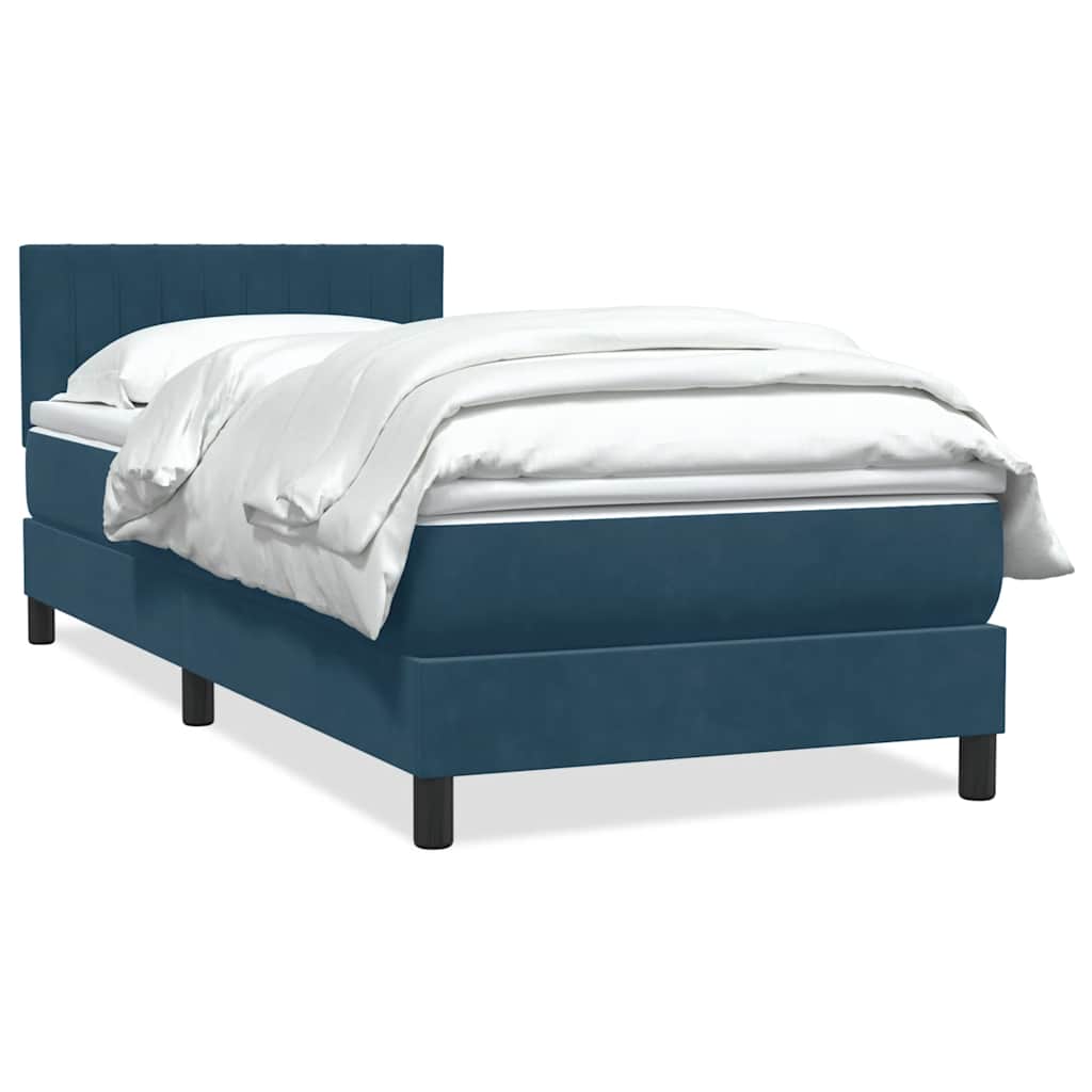 Boxspring met matras fluweel donkerblauw 80x210 cm – afbeelding 1