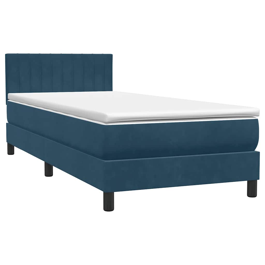 Boxspring met matras fluweel donkerblauw 80x210 cm – afbeelding 2